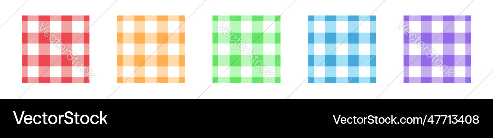 Set of gingham seamless patterns samples Set of gingham seamless patterns samples vector image