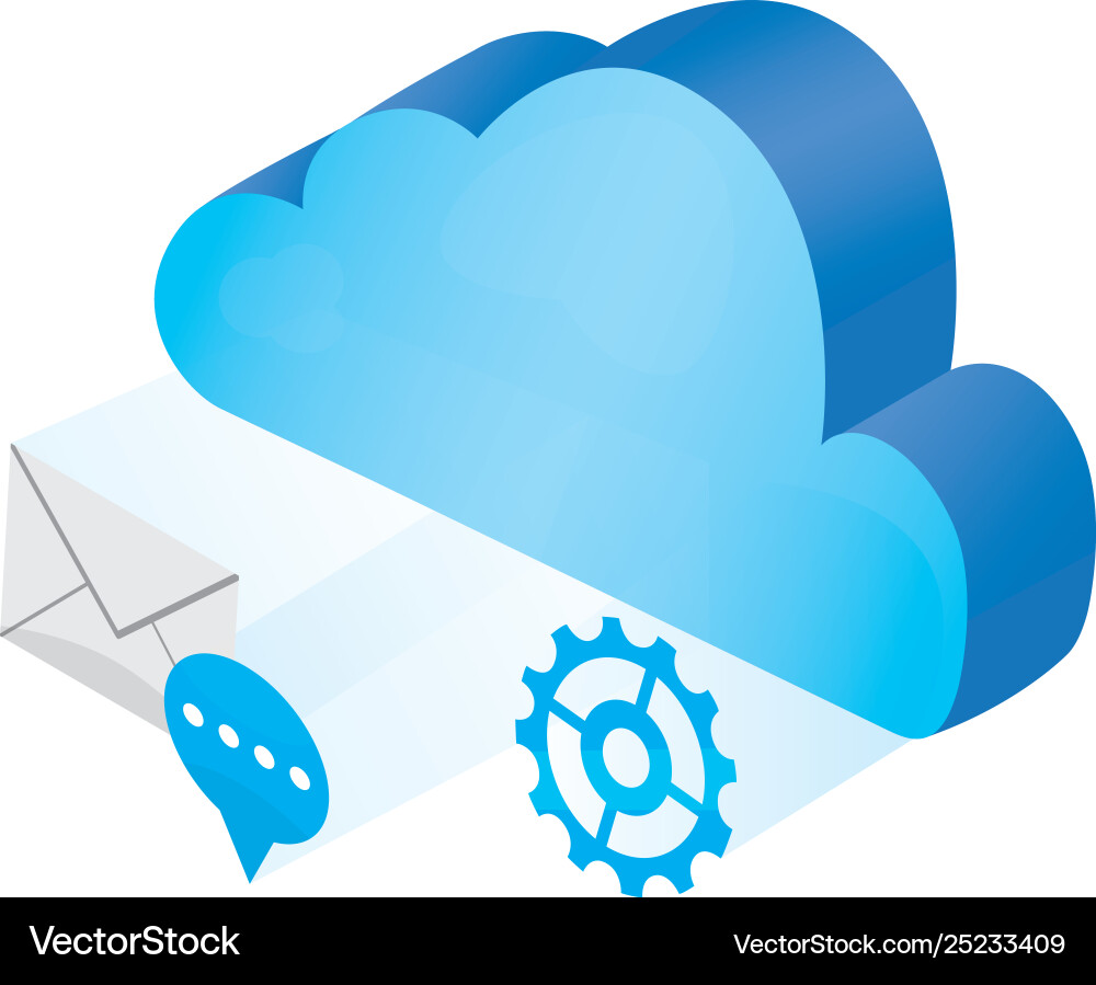 3d cloud computing icon with different symbols 3d cloud computing icon with different symbols vector image