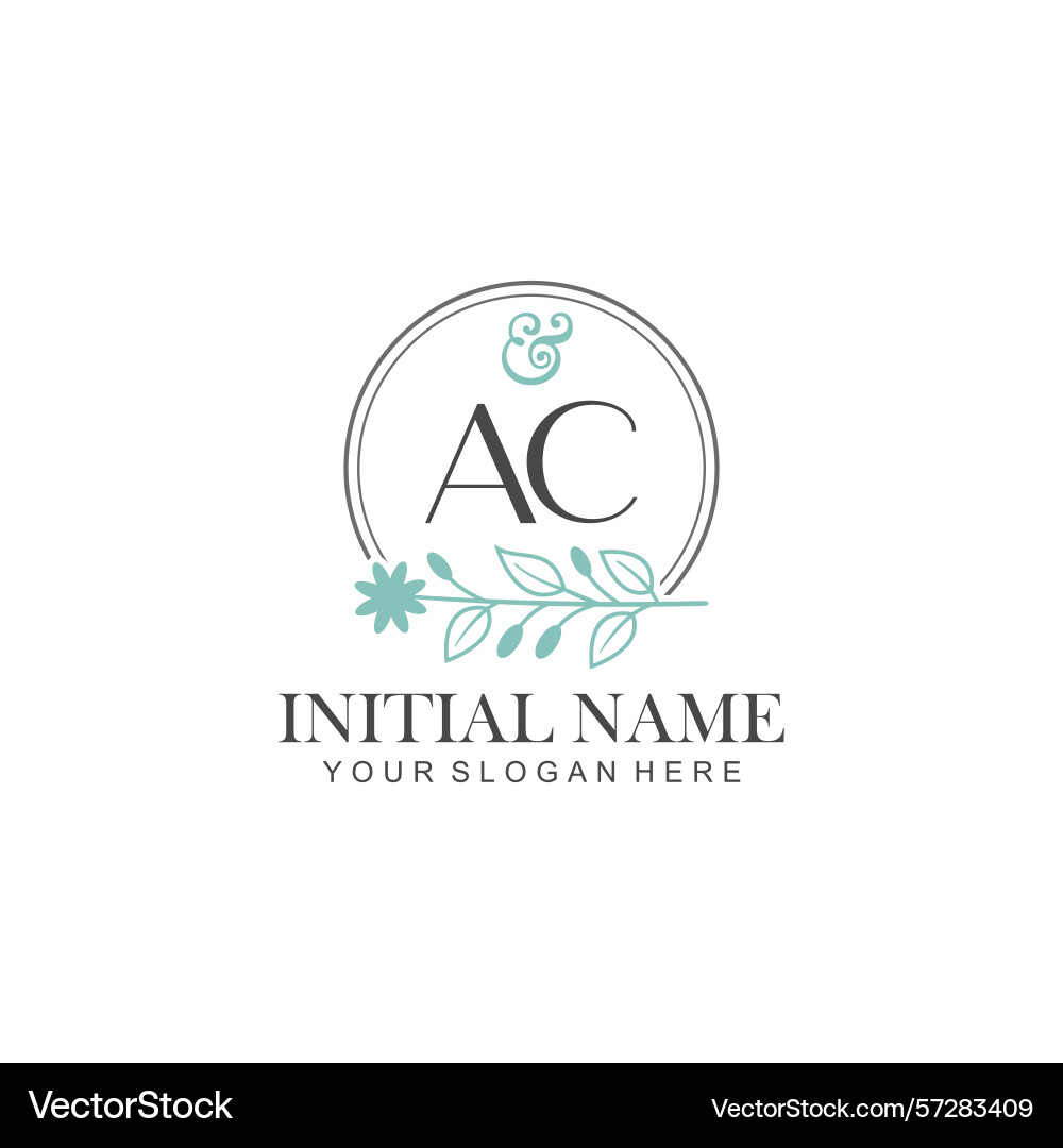 Ac initial logo templates with botanical elements Vector Image