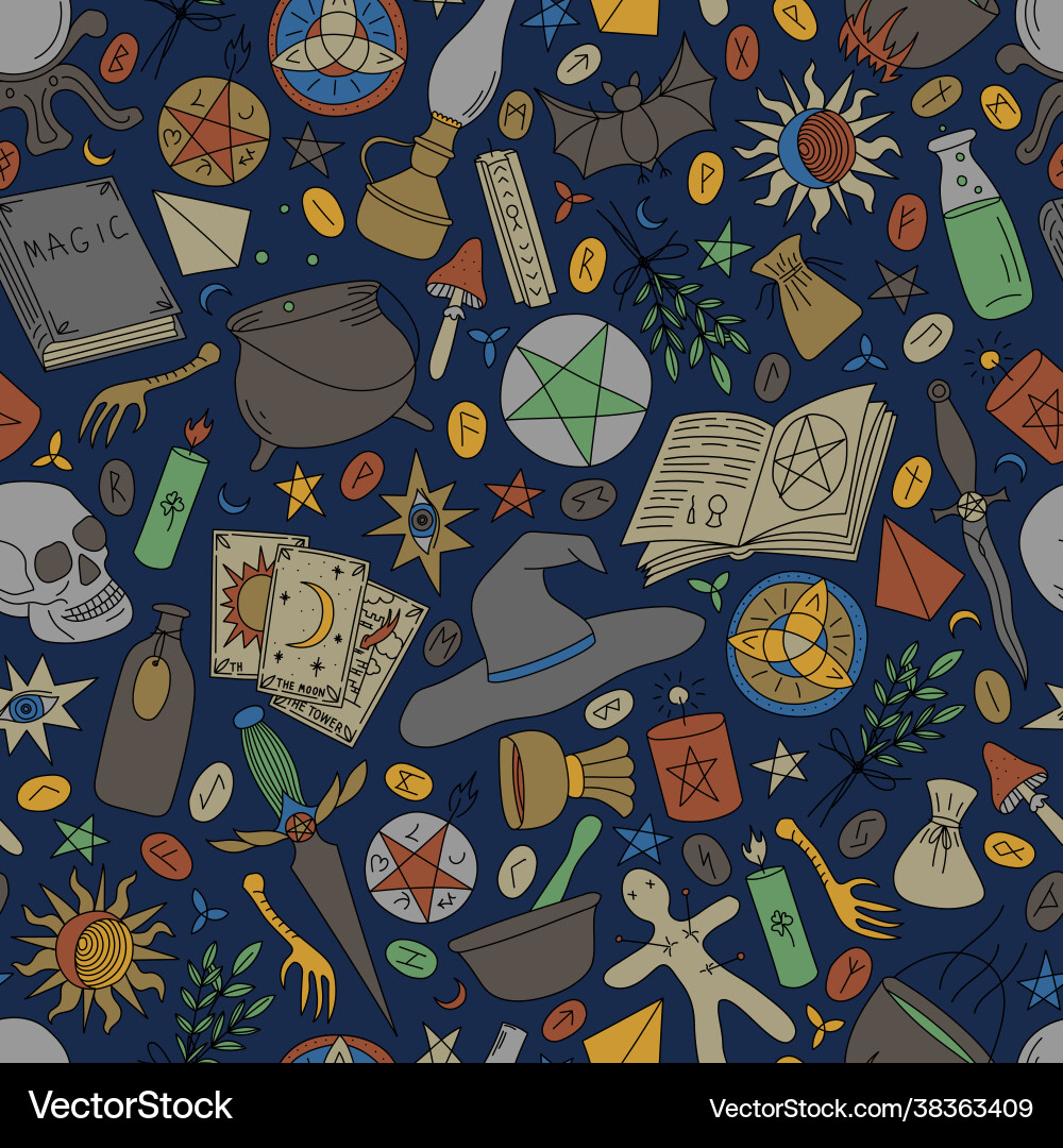 Blue seamless background with colorful objects Blue seamless background with colorful objects vector image