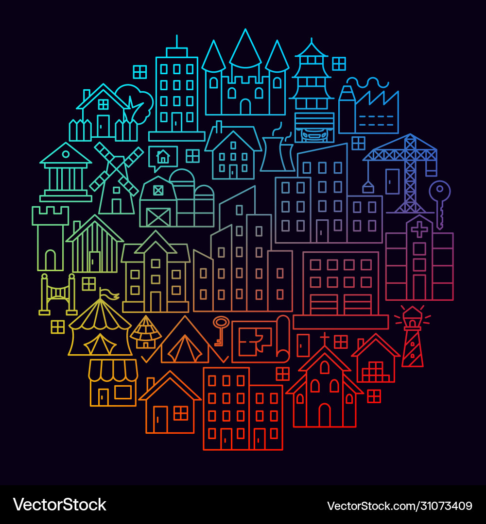 Building line icon circle concept Building line icon circle concept vector image