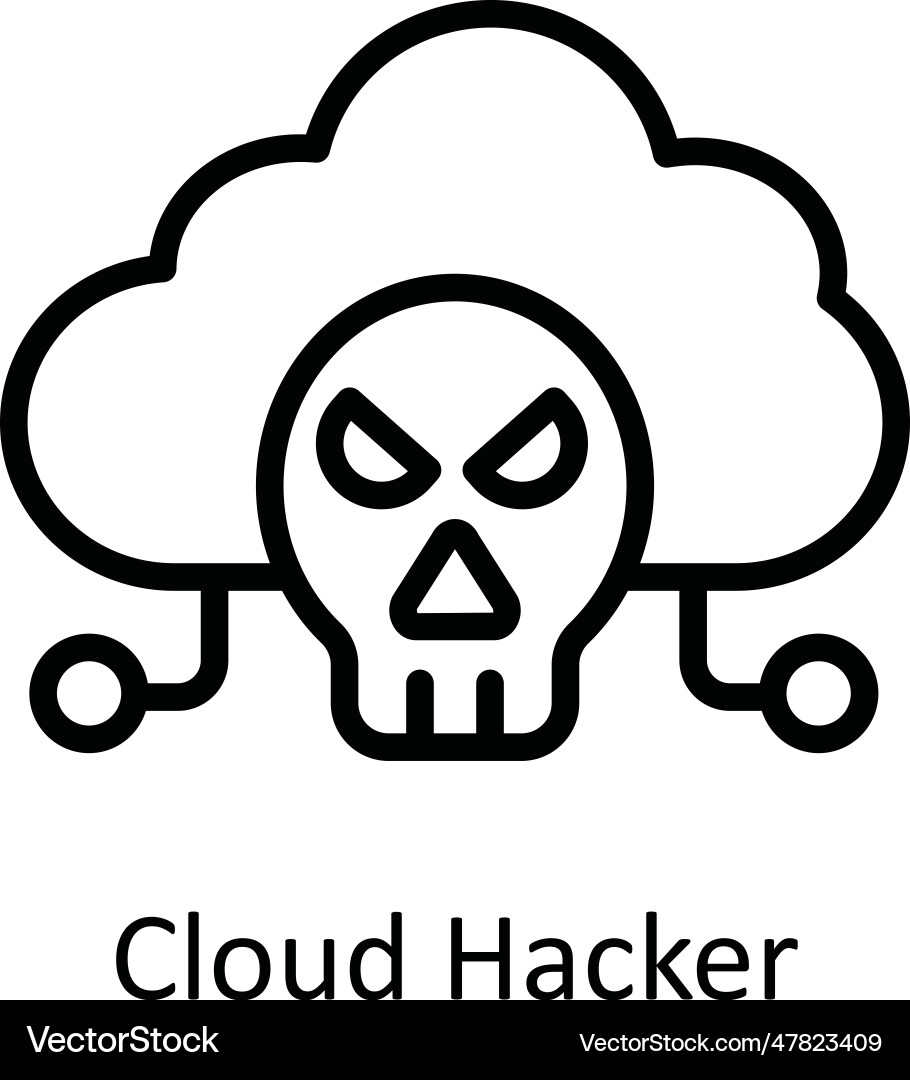 Cloud hacker outline icon design vector image