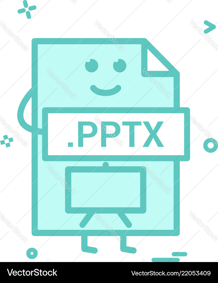 Computer pptx file format type icon design Computer pptx file format type icon design vector image