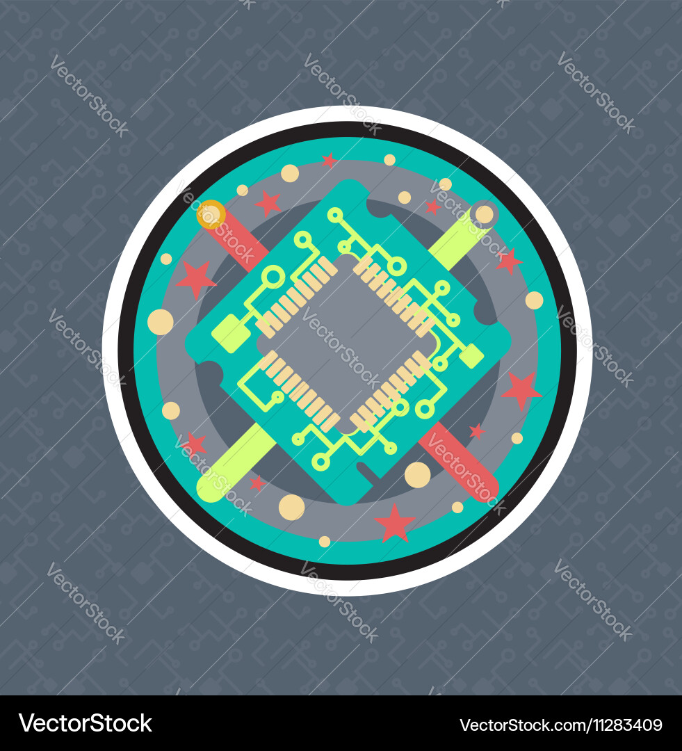 Computer processor chip vector image