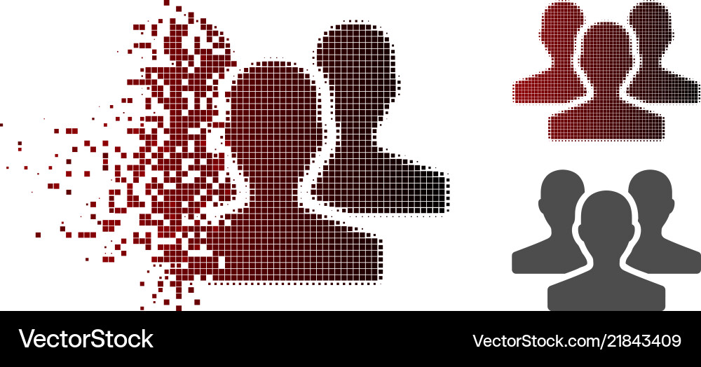 Fragmented dot halftone users icon Vector Image