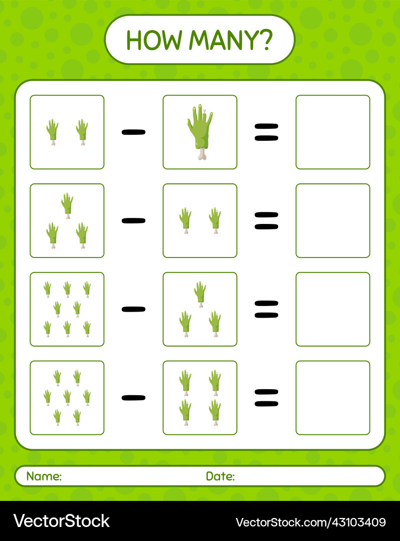 How many counting game with zombies hand How many counting game with zombies hand vector image