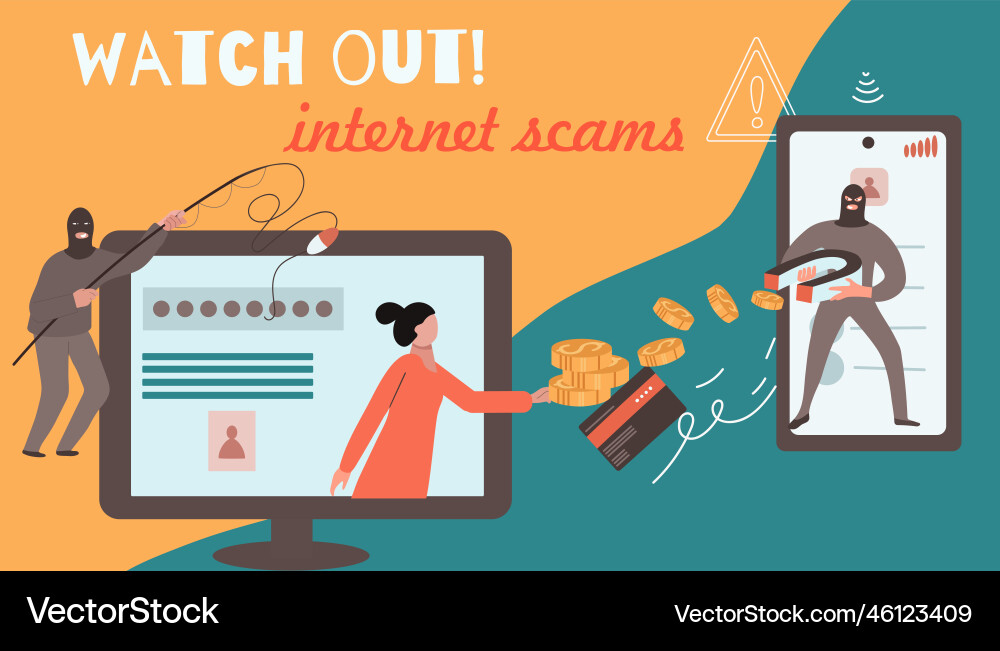 Internet scam collage composition Internet scam collage composition vector image