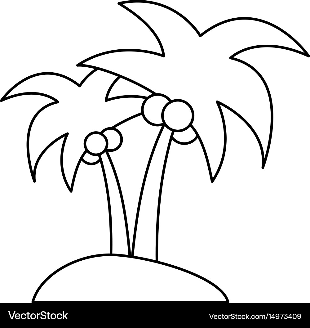 Isolated island with palm tree icon image Vector Image
