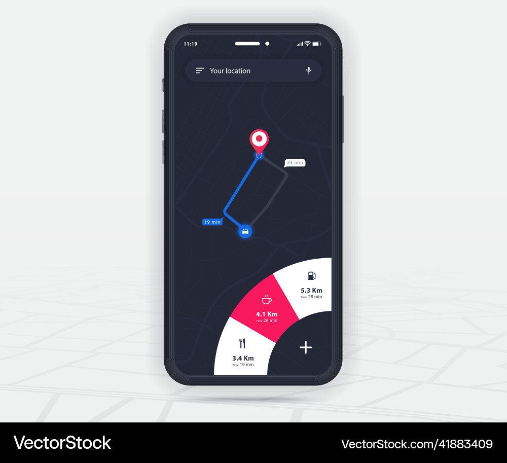 Map gps navigation app ux ui concept mobile Map gps navigation app ux ui concept mobile vector image