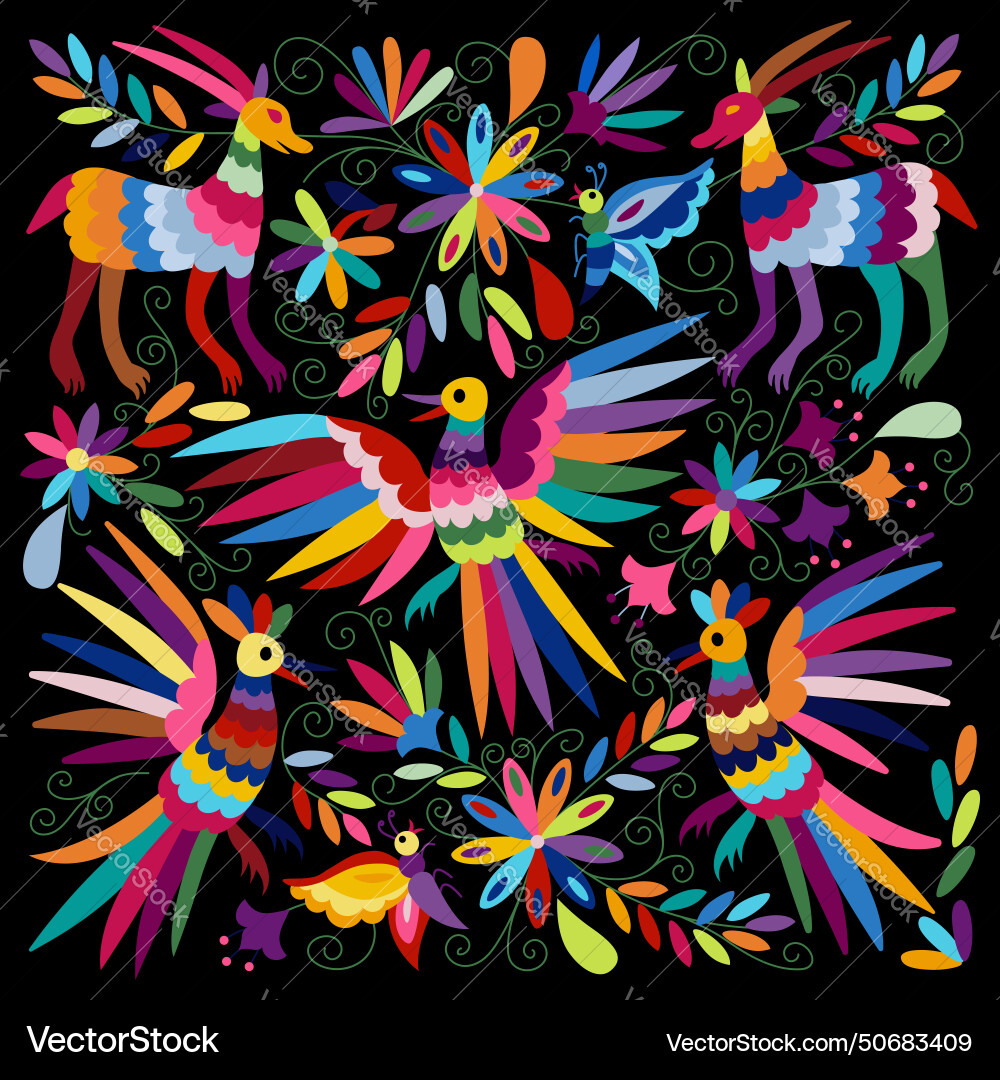 Mexican embroidery pattern Royalty Free Vector Image