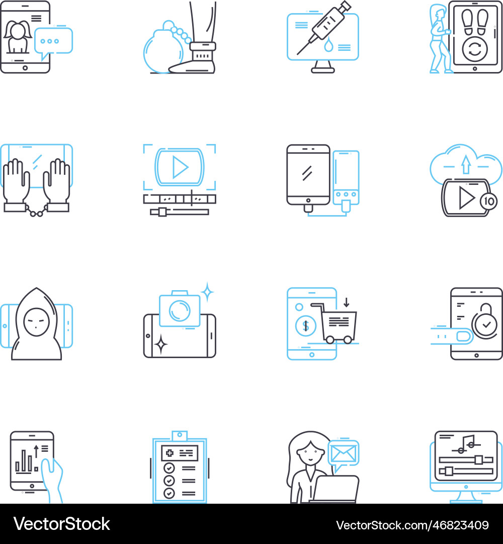 Mobile design linear icons set responsive Mobile design linear icons set responsive vector image