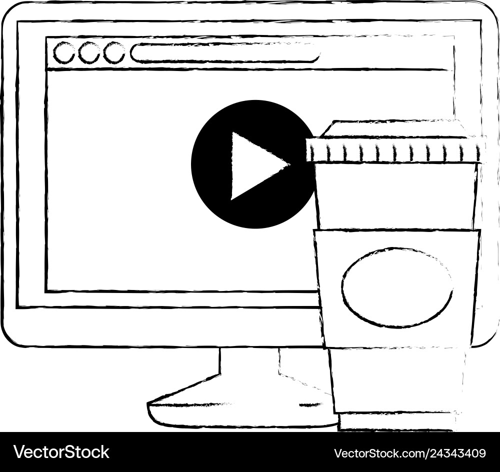 Monitor computer with webpage and coffee Monitor computer with webpage and coffee vector image
