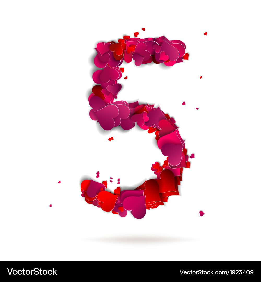 Red Heart Number Five Vector Image