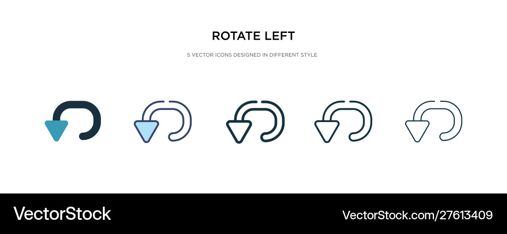 Rotate left icon in different style two colored vector image
