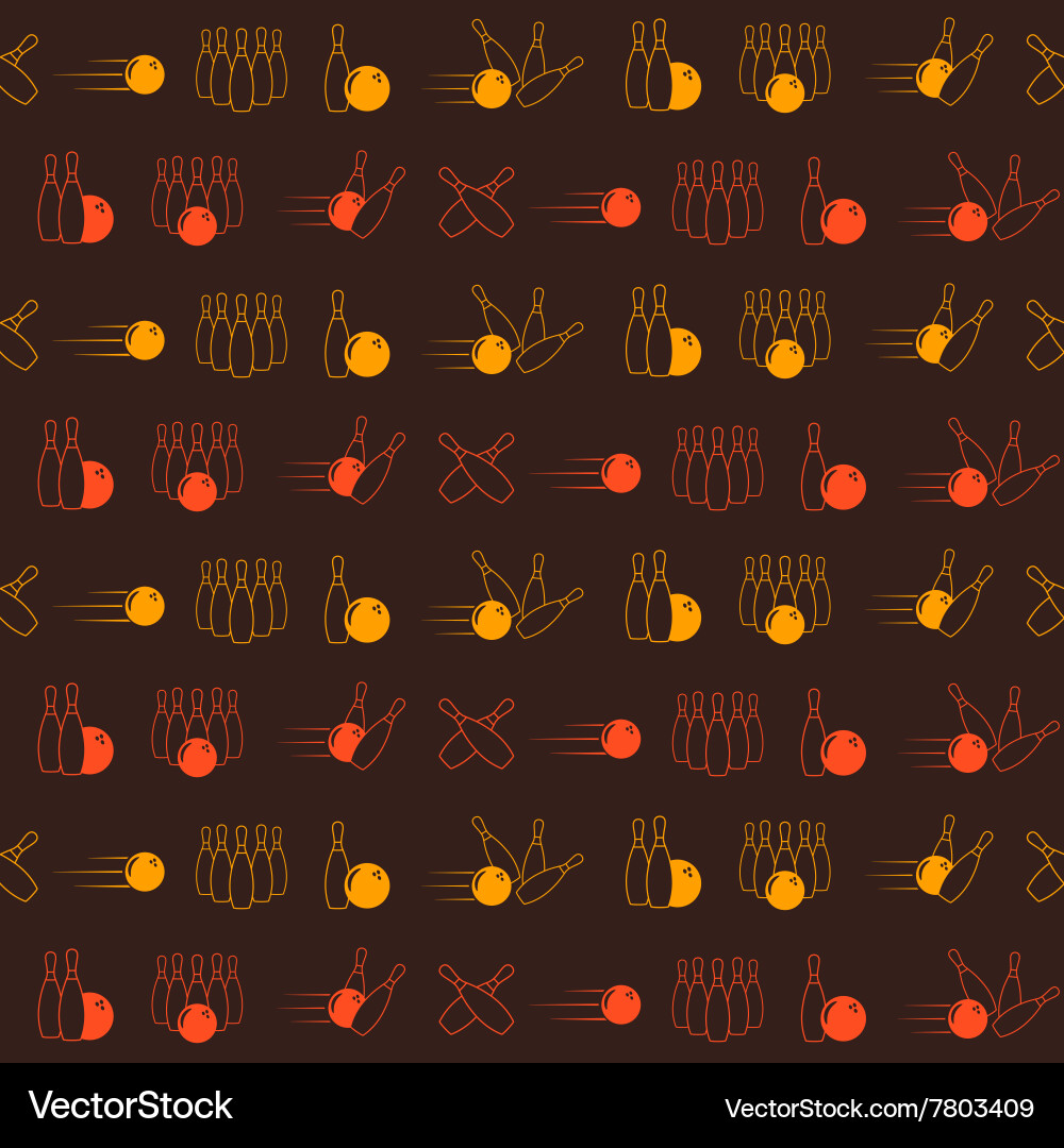 Seamless pattern with bowling icons vector image