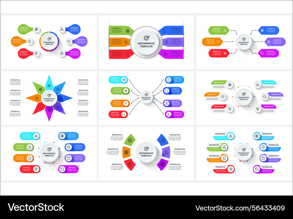 Set creative concept for infographic with 6 8 Vector Image