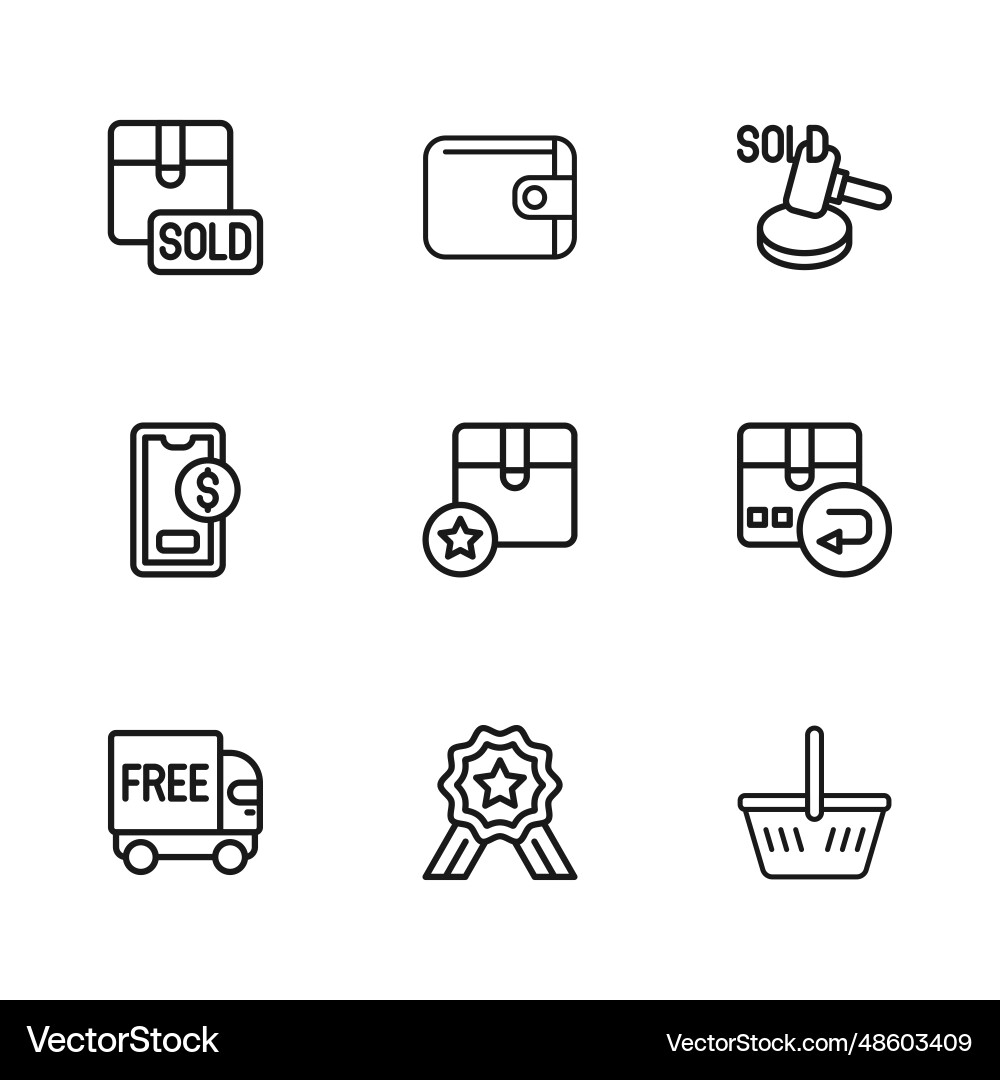 Set line stars rating return cardboard box Vector Image