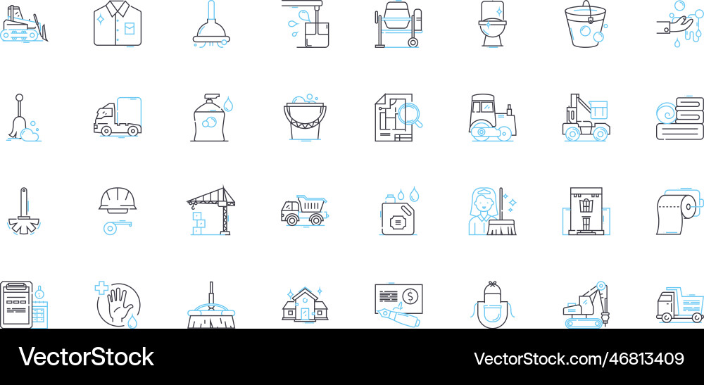 Tidying up linear icons set declutter organize vector image