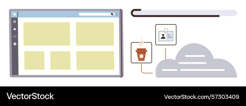 Web browser interface cloud storage and digital Web browser interface cloud storage and digital vector image