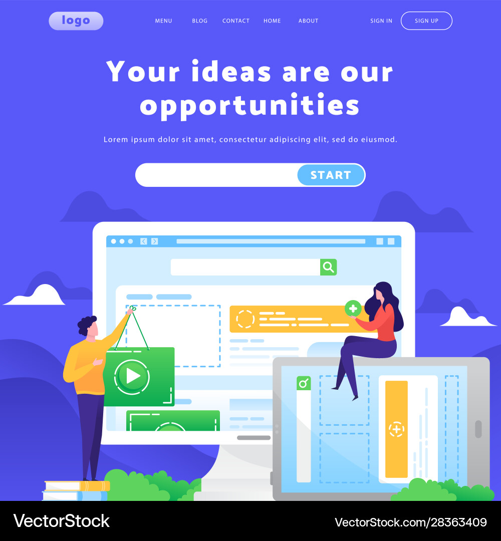 Web site design template video content vector image