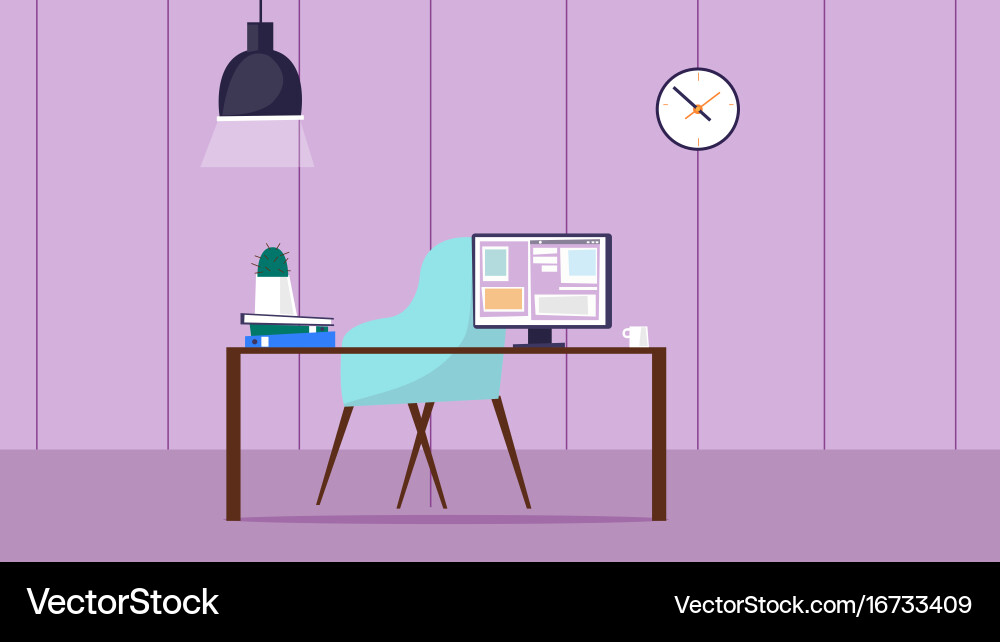 Workspace room with desk and computercute vector image