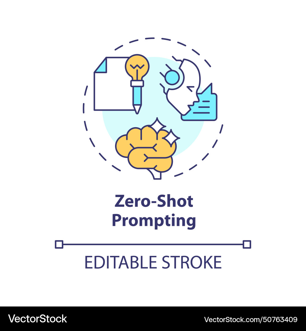 Zero shot prompting multi color concept icon Zero shot prompting multi color concept icon Vector Image