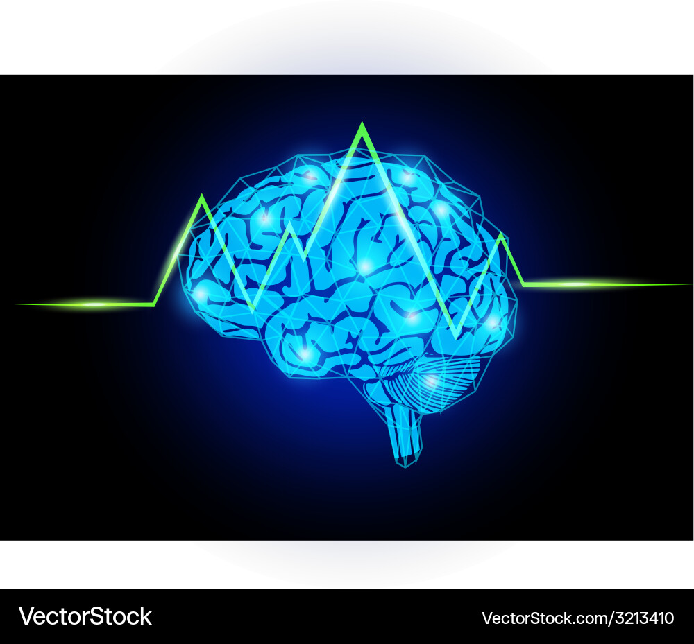 Abstract Brain with Waveform vector image