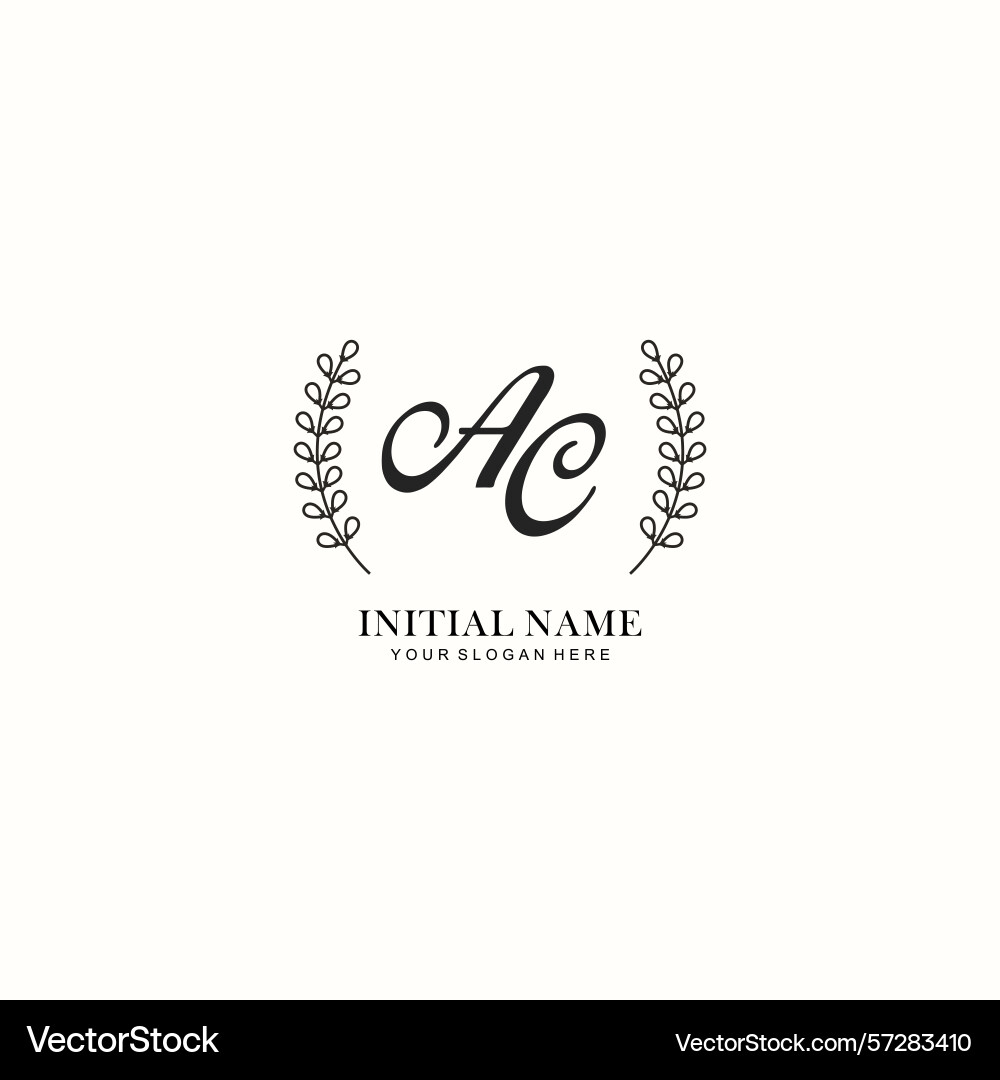 Ac initial logo templates with botanical elements Ac initial logo templates with botanical elements vector image