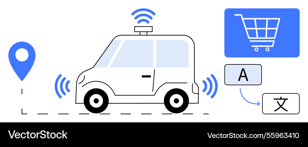 Autonomous smart car with navigation and e Vector Image