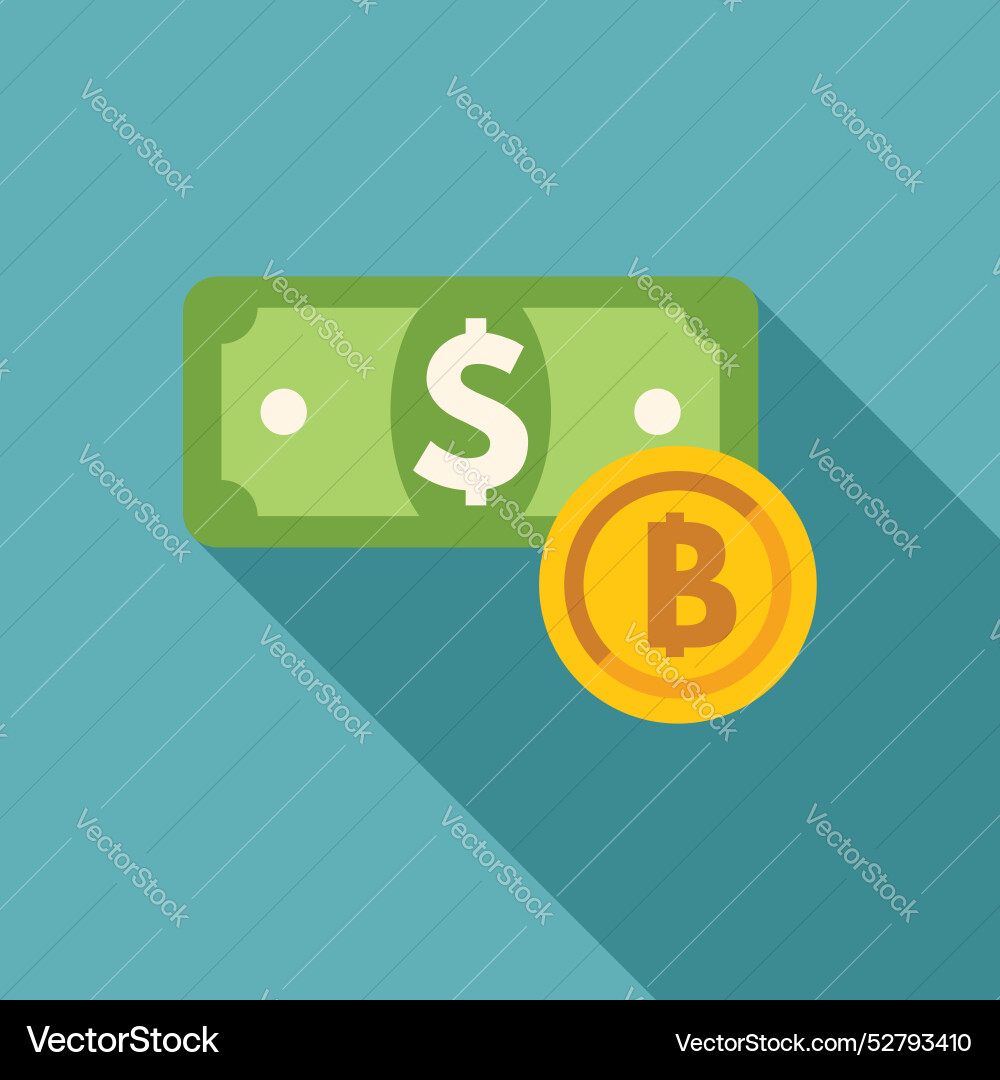 Bitcoin replacing dollar currency concept Vector Image