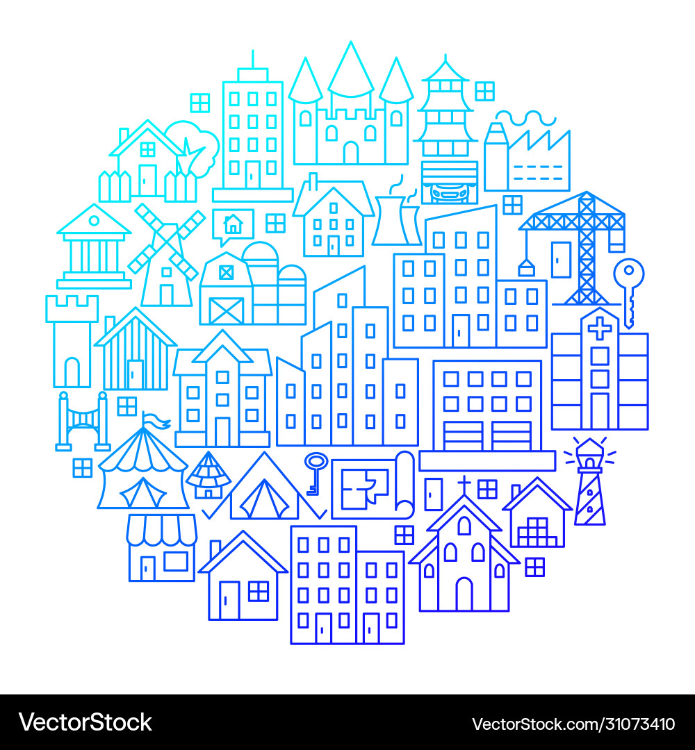 Building line icon circle design Building line icon circle design vector image