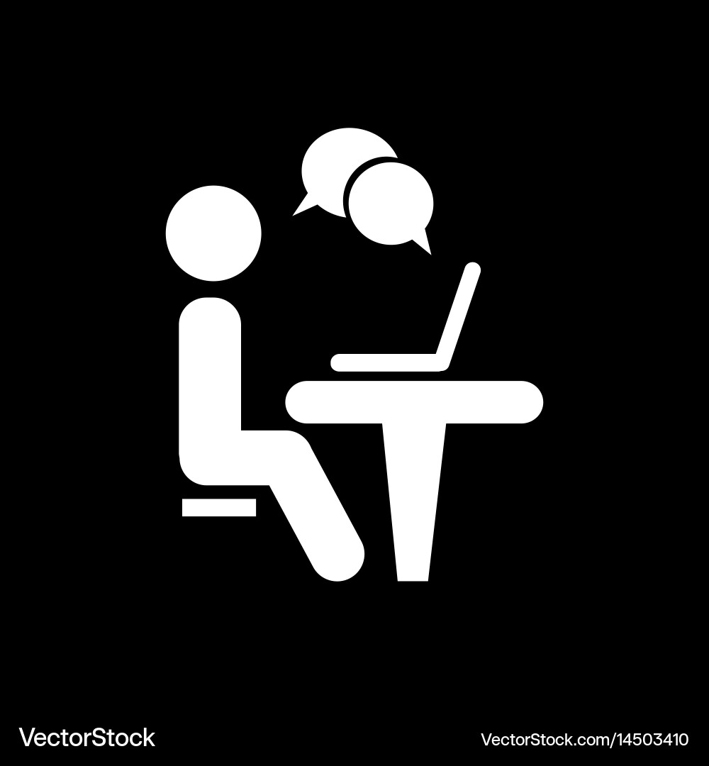 Businessman working on computer web icons vector image