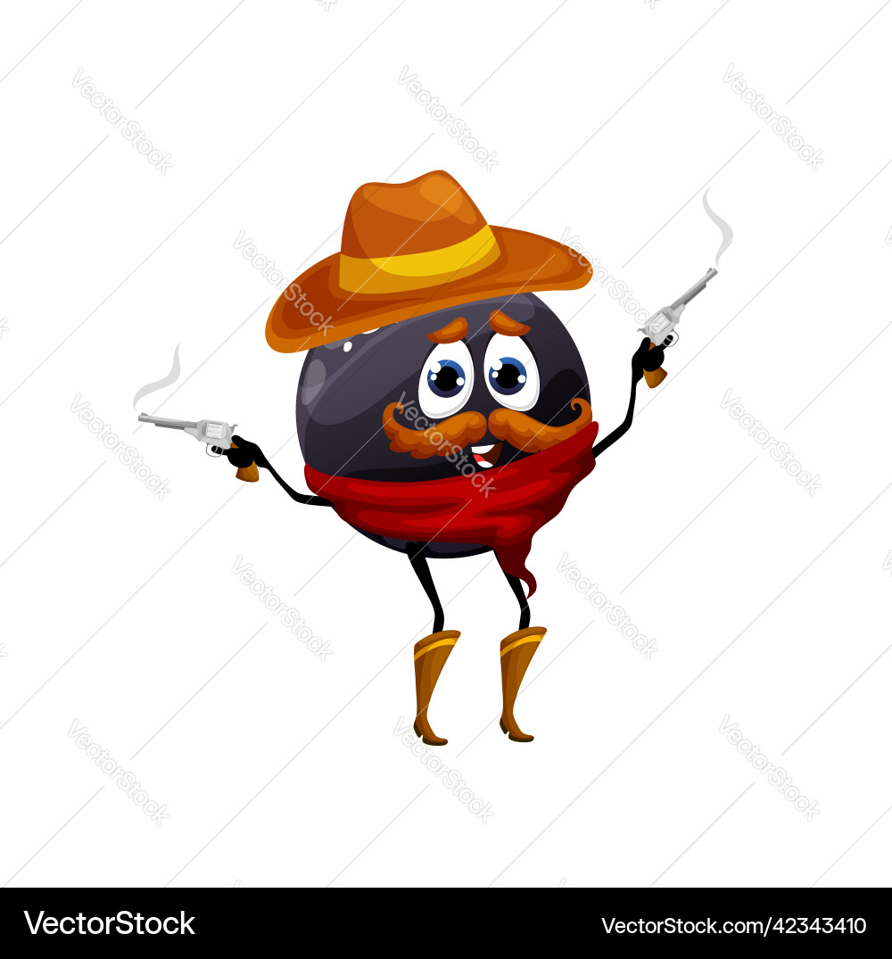 Cartoon black currant bandit character funny berry Cartoon black currant bandit character funny berry vector image