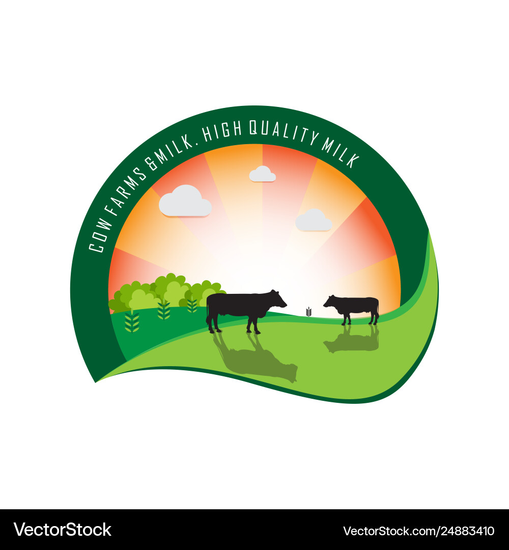 Cow farm and milk logo Vector Image