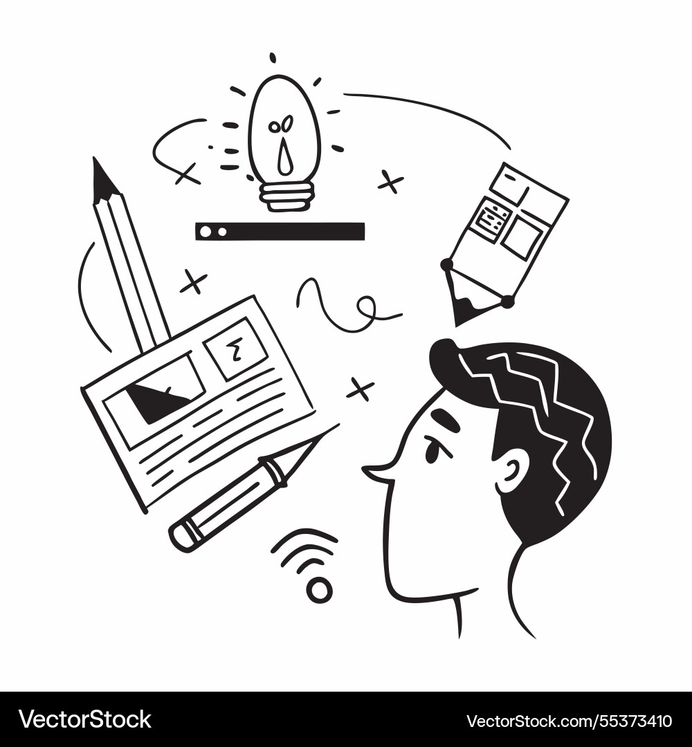 Designer double exposure with design software Vector Image