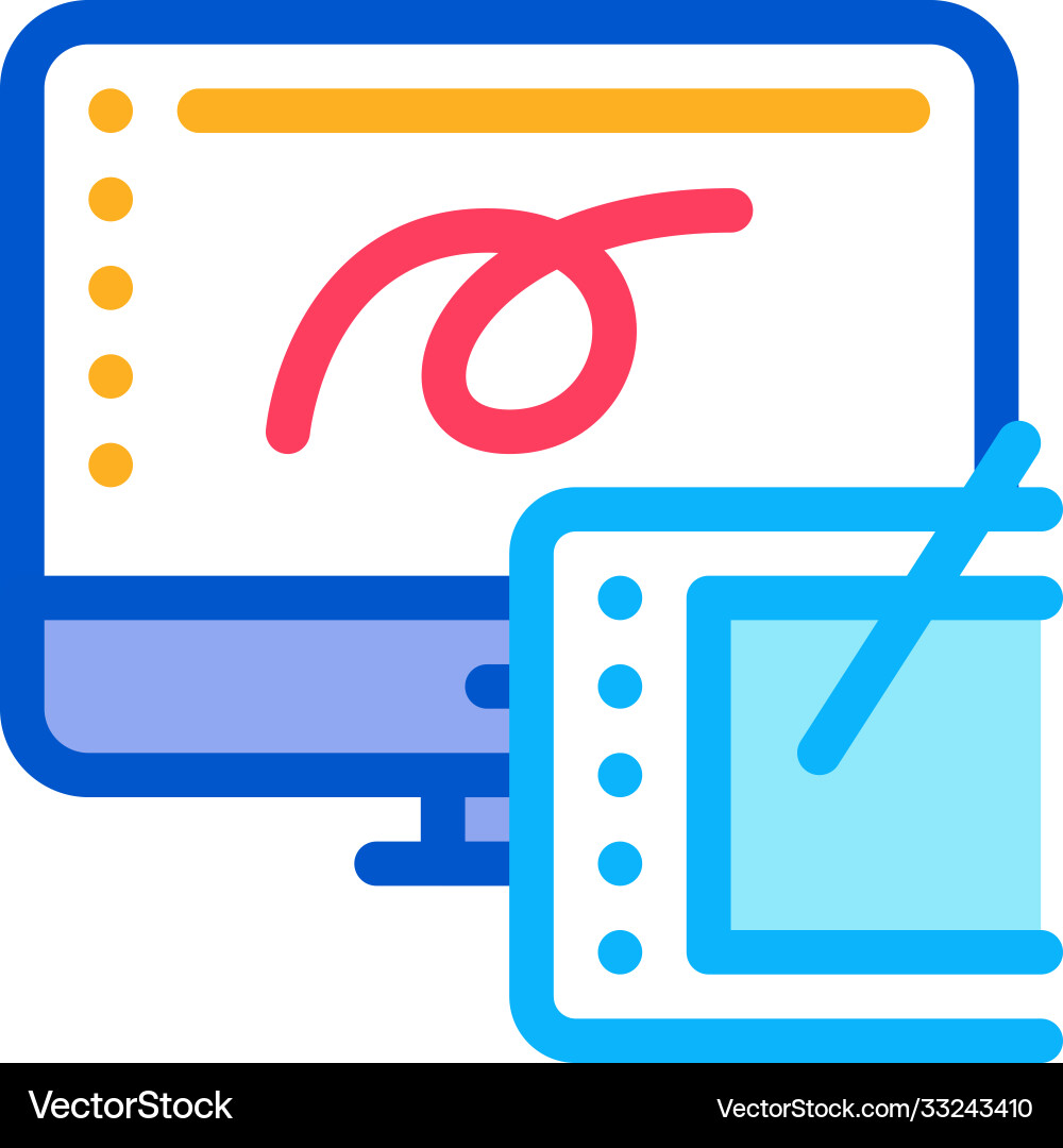Drawing design tablet and computer screen icon Drawing design tablet and computer screen icon vector image