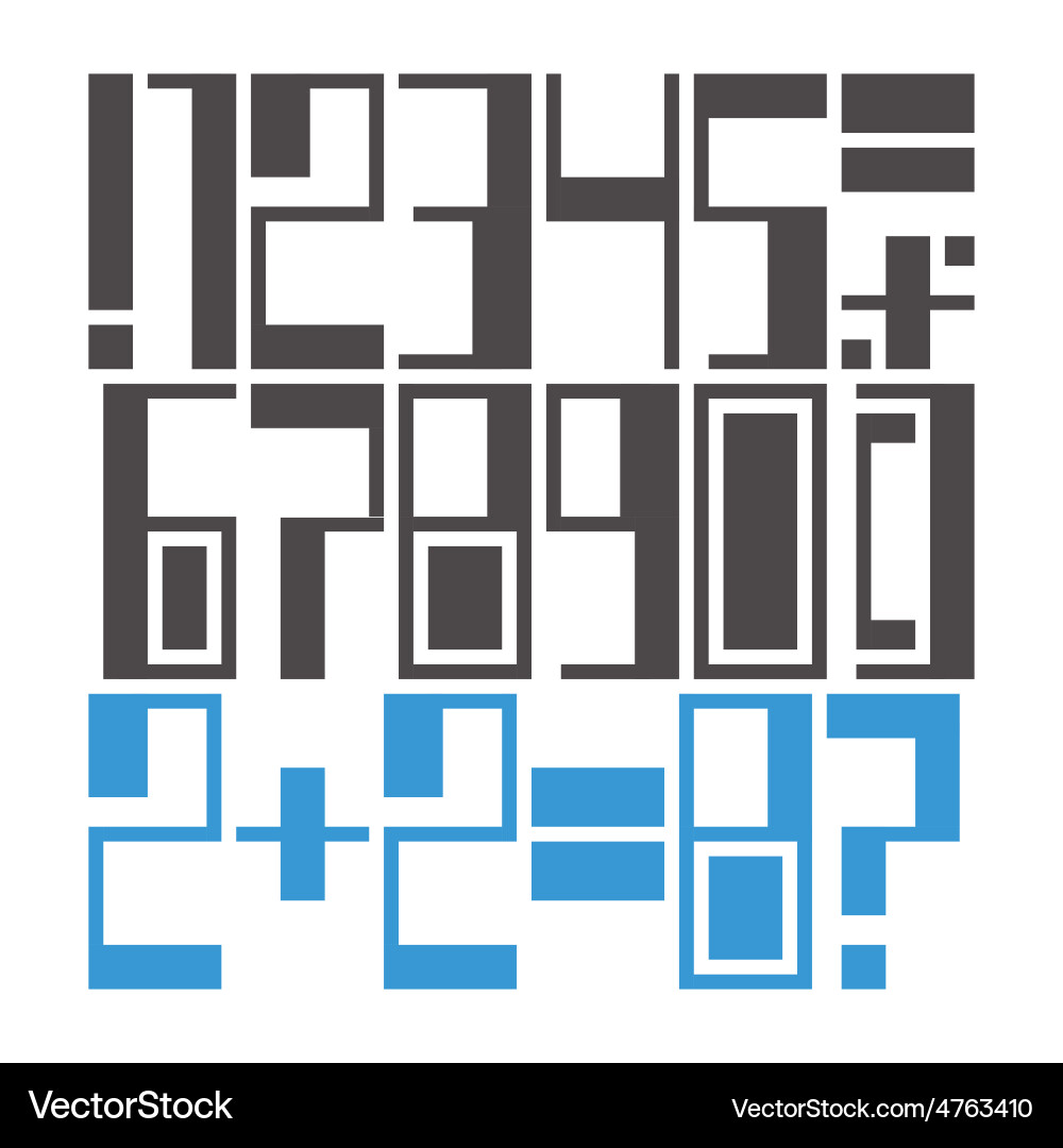 Easily modifiable geometric font numbers and mark Vector Image