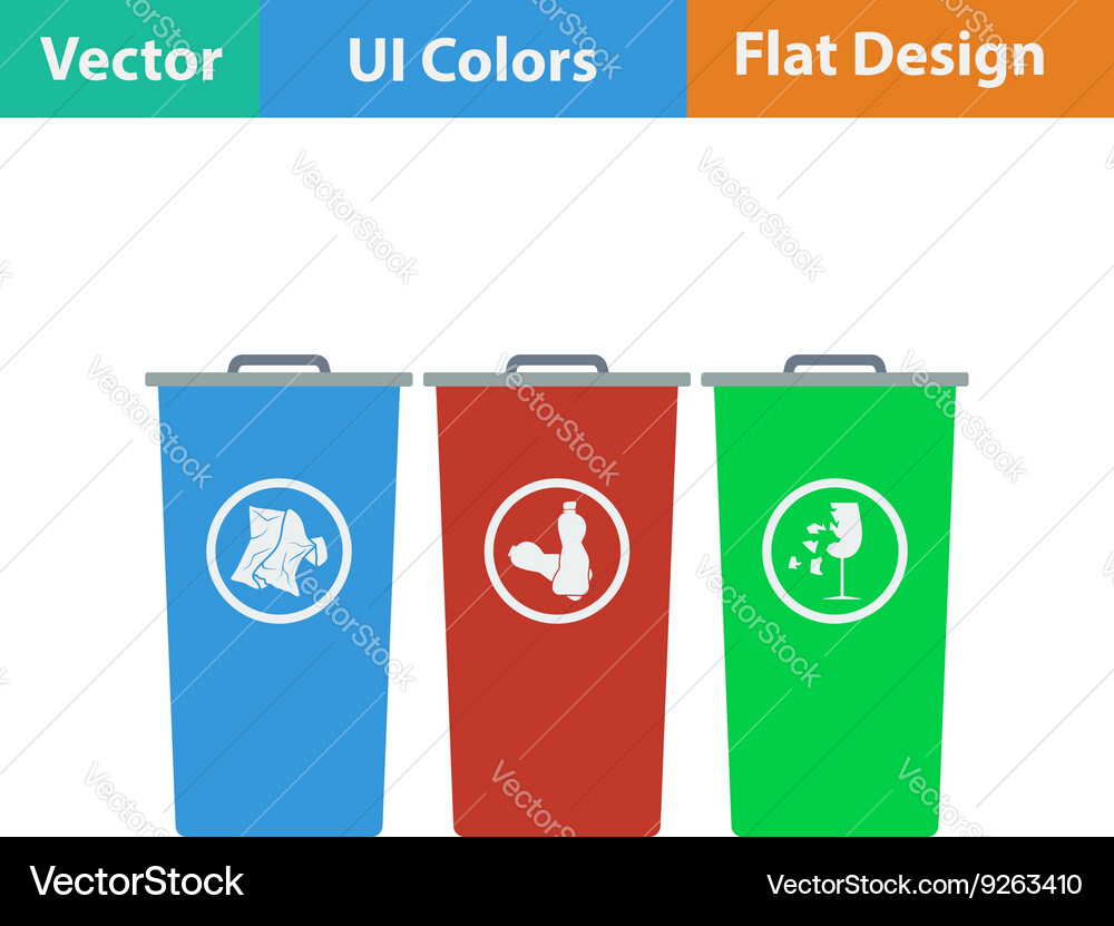 Garbage containers with separated trash icon Vector Image