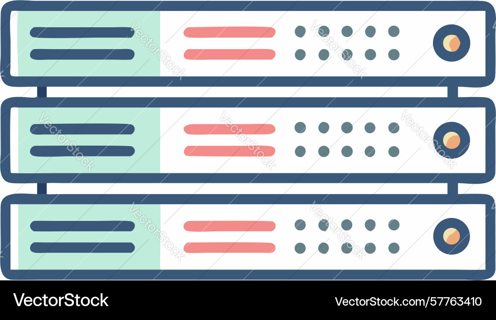 Horizontal server rack system icon design vector image
