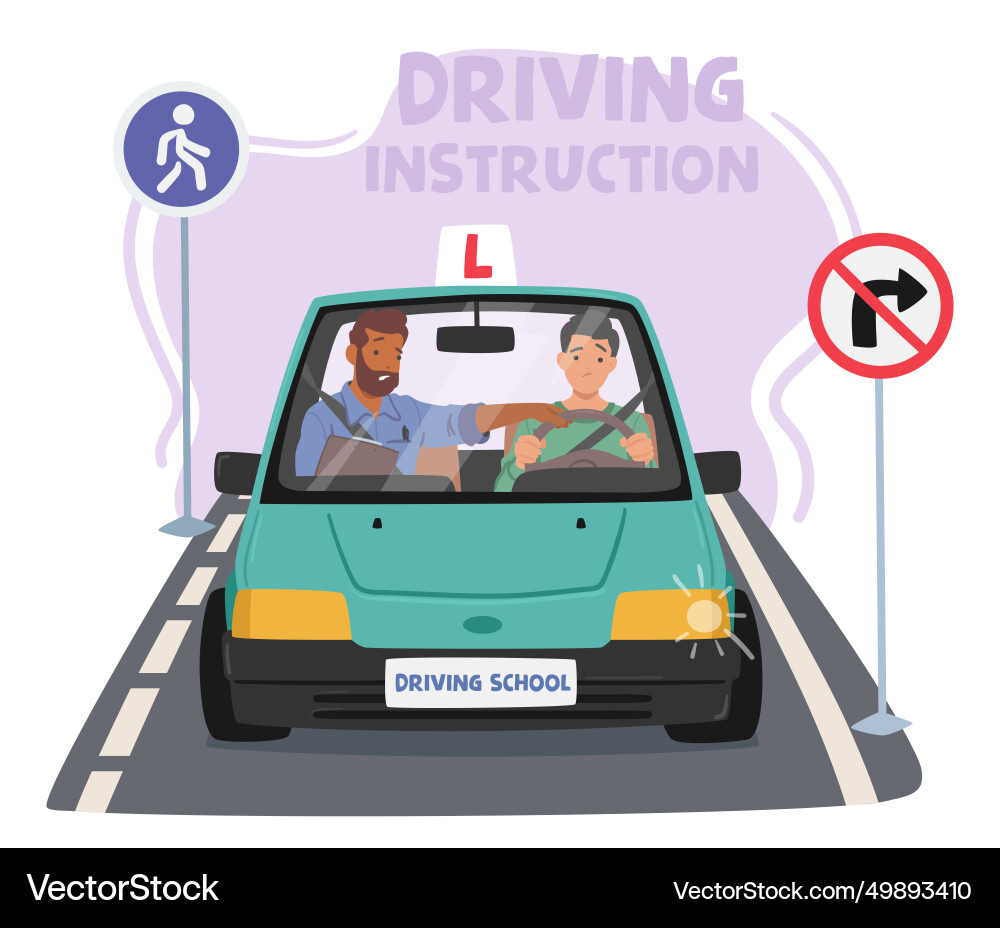 Instructor guides man through the basics Instructor guides man through the basics vector image