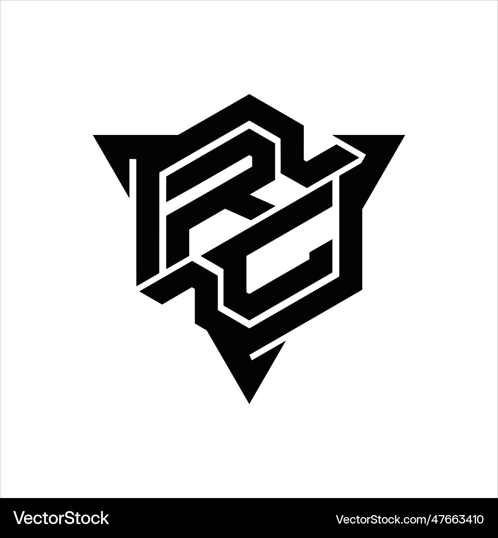 Rc logo monogram hexagon shape with triangle Vector Image