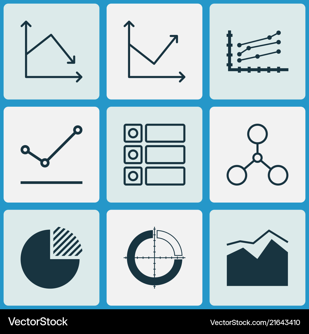 Set of graphs diagrams and statistics icons Vector Image