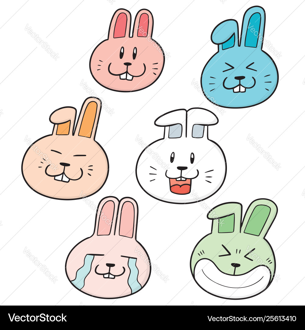 Set rabbit face vector image