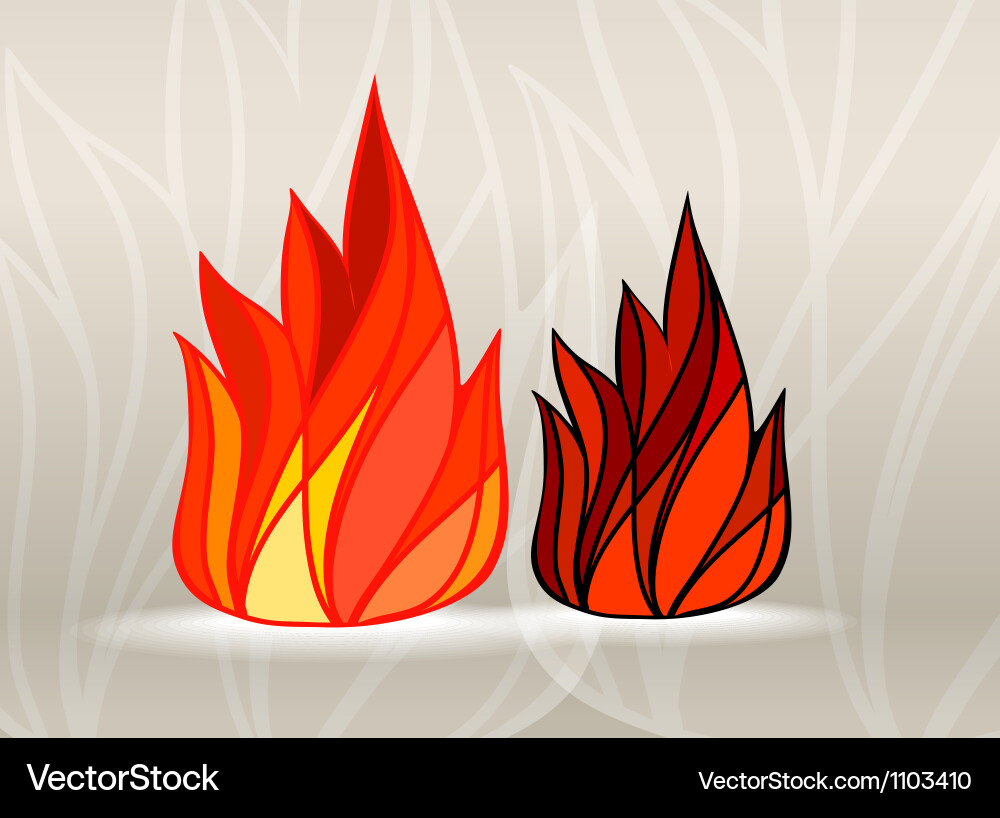 Stained glass style fire set Royalty Free Vector Image
