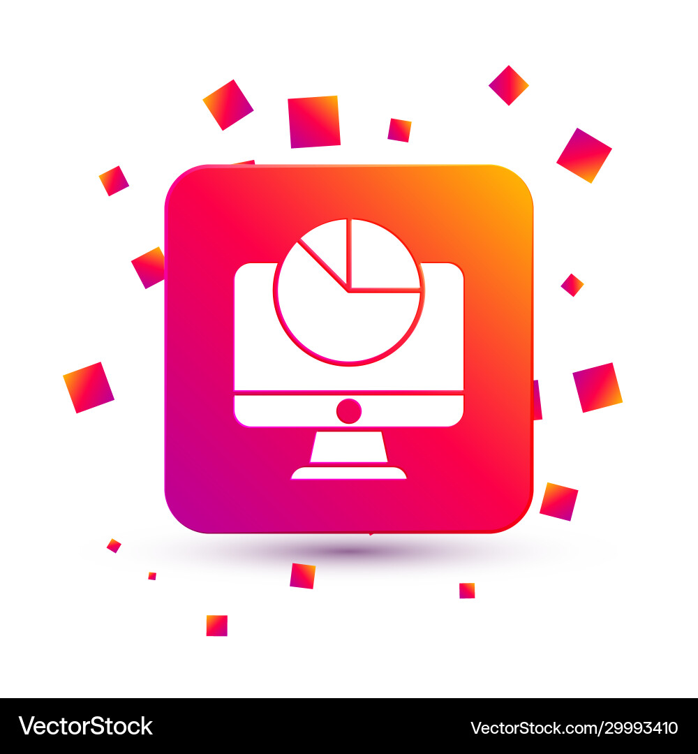 White computer monitor with graph chart icon White computer monitor with graph chart icon vector image