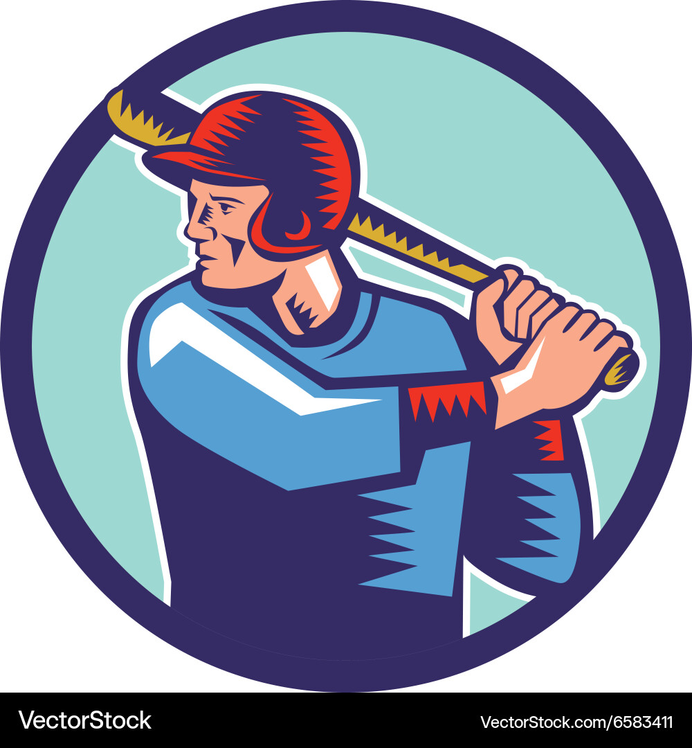 Baseball Batter in Woodcut Style vector image