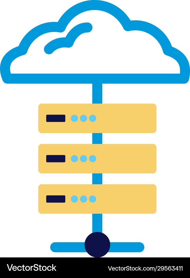 Cloud computing with server lineal color style Cloud computing with server lineal color style vector image