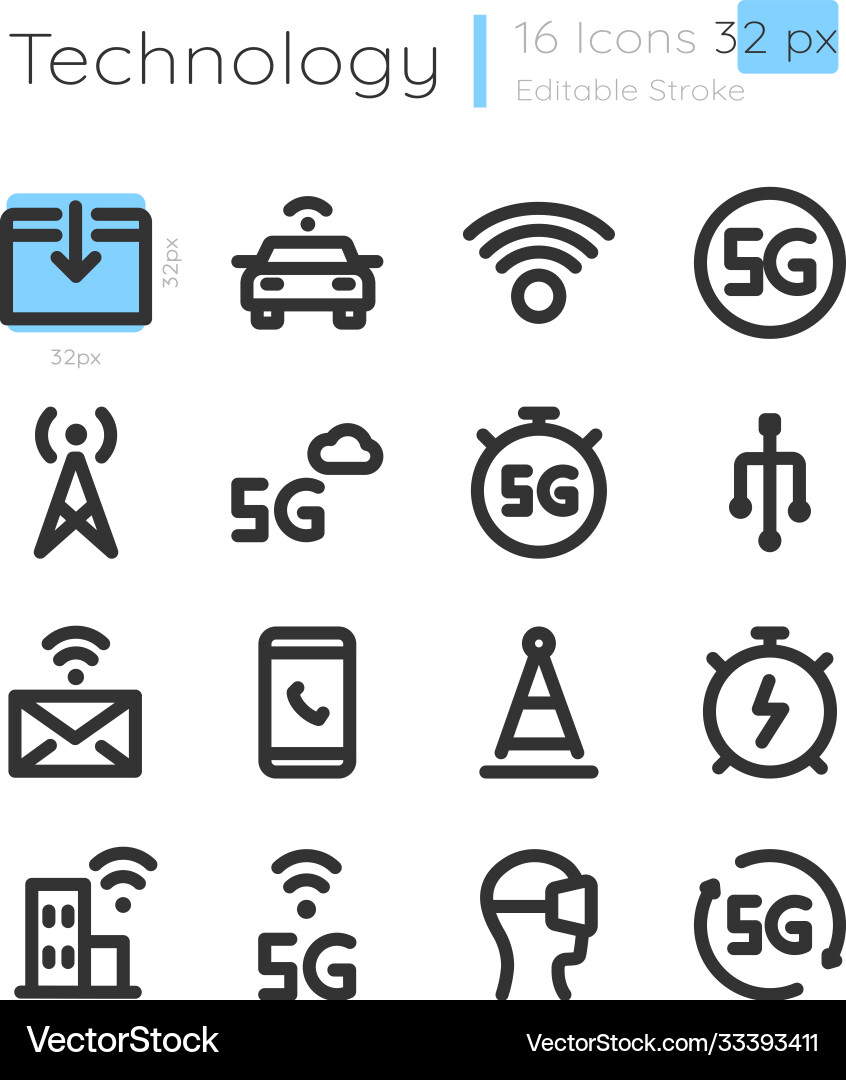 Connection coverage linear icons set Vector Image
