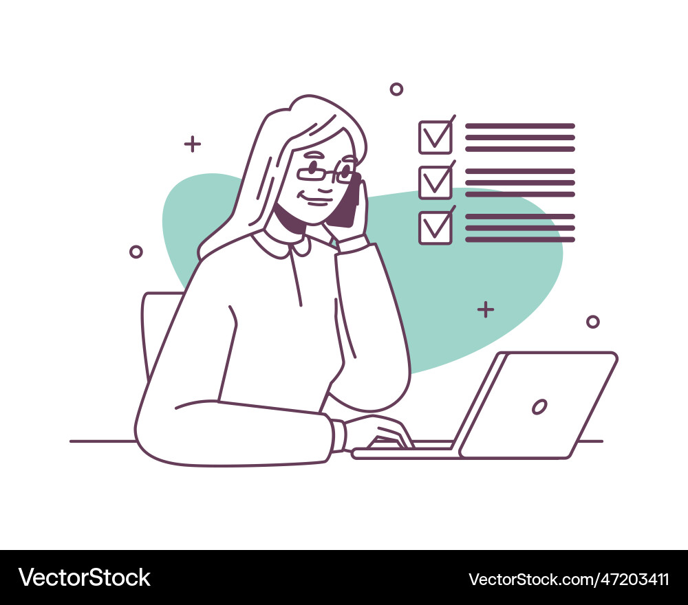 Customer service call center worker done tasks Customer service call center worker done tasks vector image