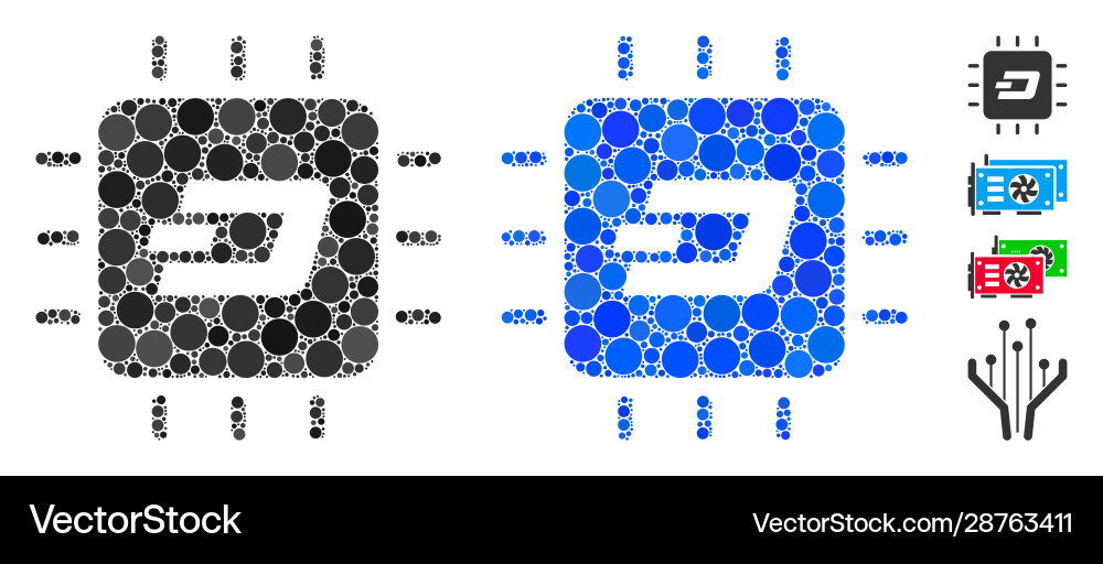 Dash processor chip composition icon circle Dash processor chip composition icon circle Vector Image